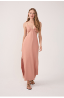 Vestido Linho Cropped Recorte Lateral
