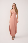Vestido Linho Cropped Recorte Lateral