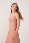 Vestido Linho Cropped Recorte Lateral