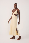 Vestido Linho Cropped Recorte Lateral