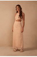 Vestido Cropped Tule Estampa Mosaico