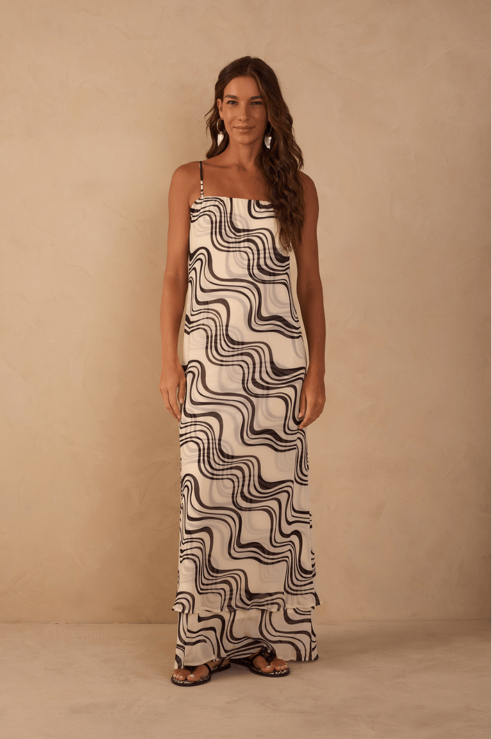 Vestido Tule Estampa Fluir