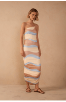Vestido Ombro Só Tule Estampa Oceano