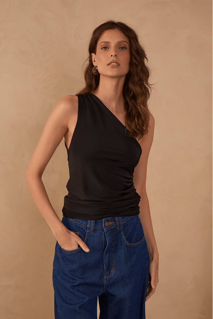 Blusa Jersey Ombro Só Franzida
