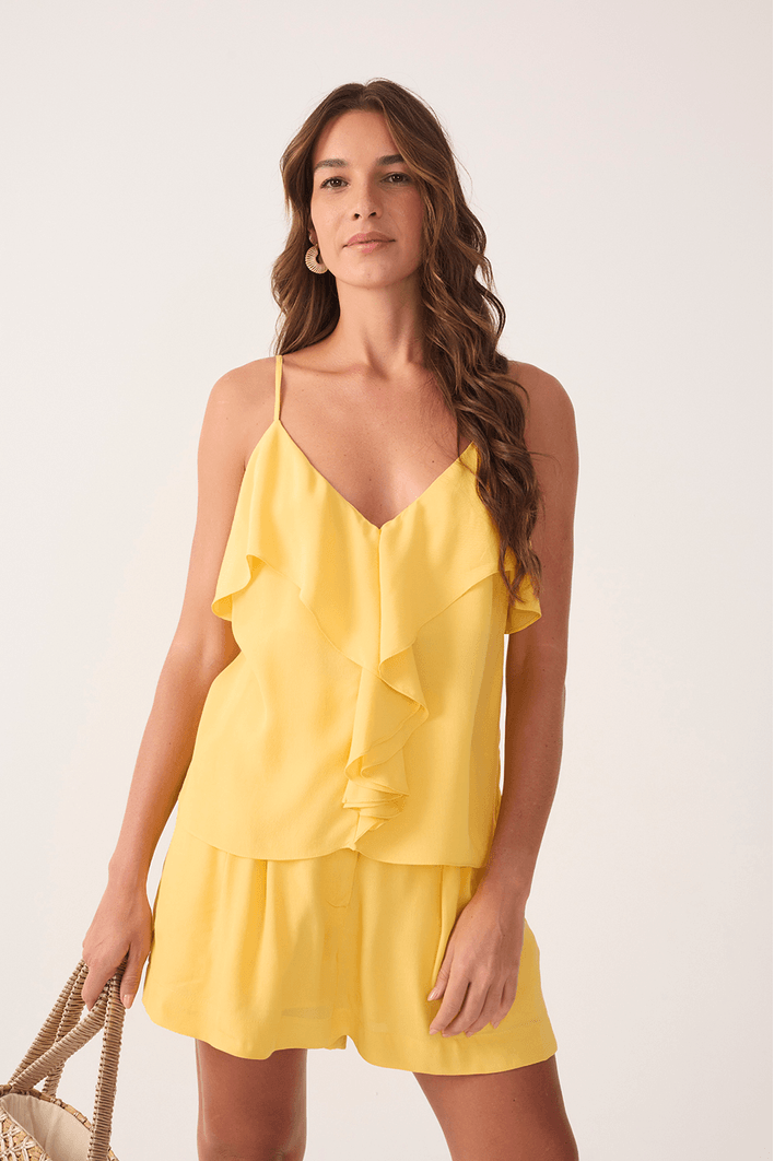 Blusa Crepe Babados