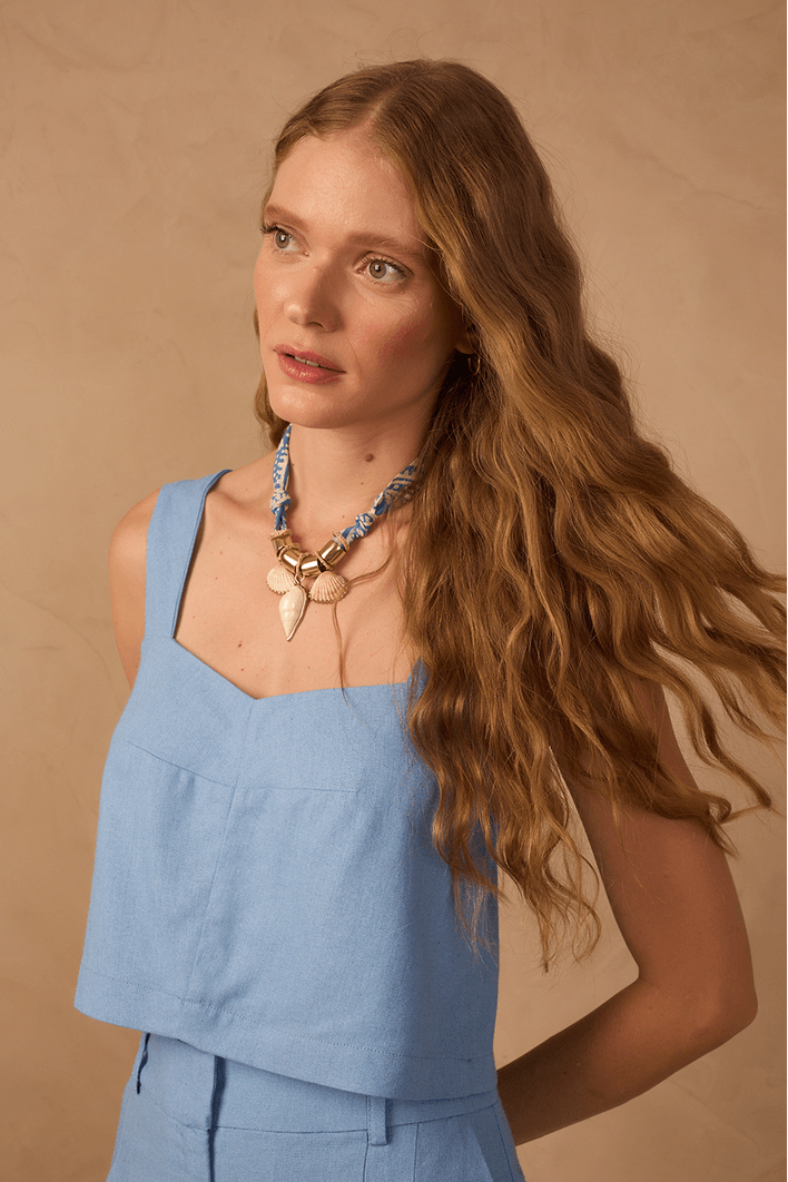 Blusa Linho Decote V