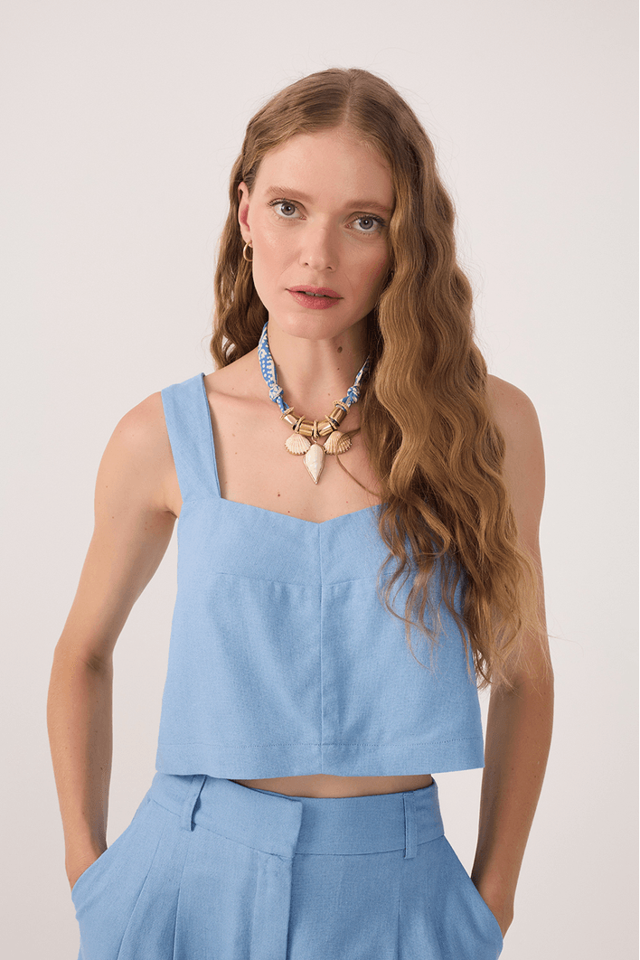 Blusa Linho Decote V