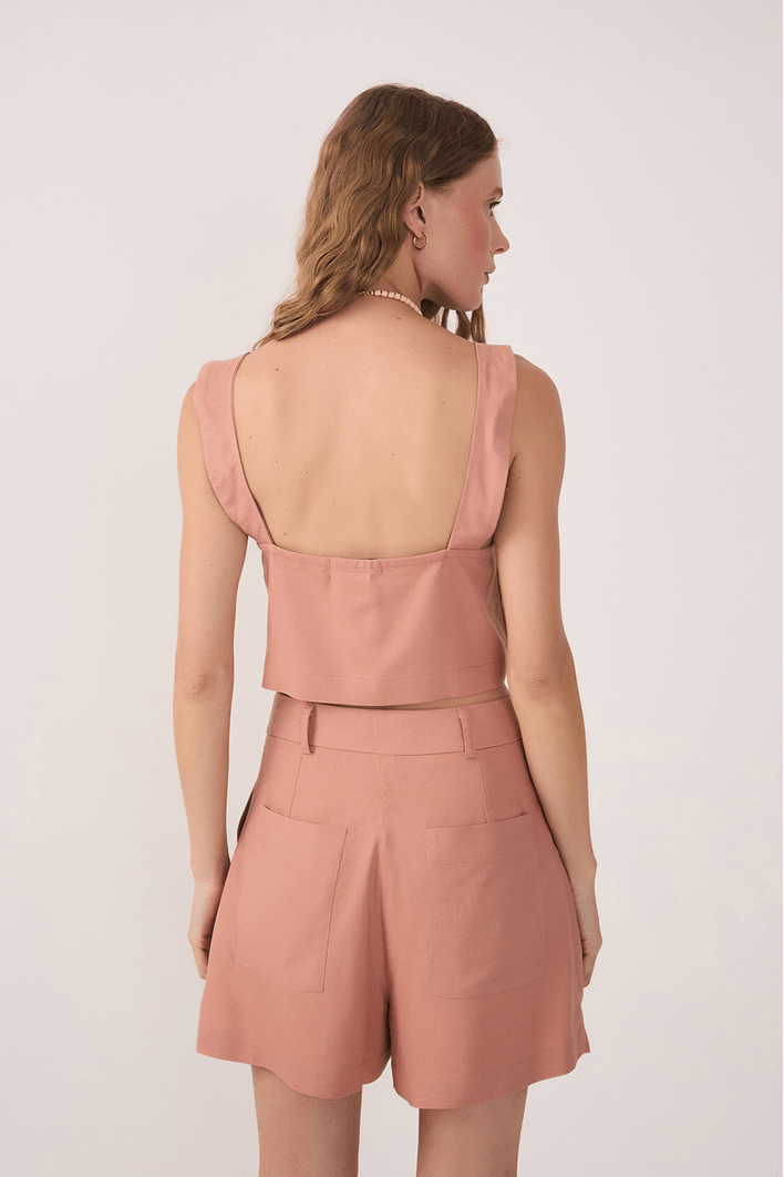 Blusa Linho Decote V