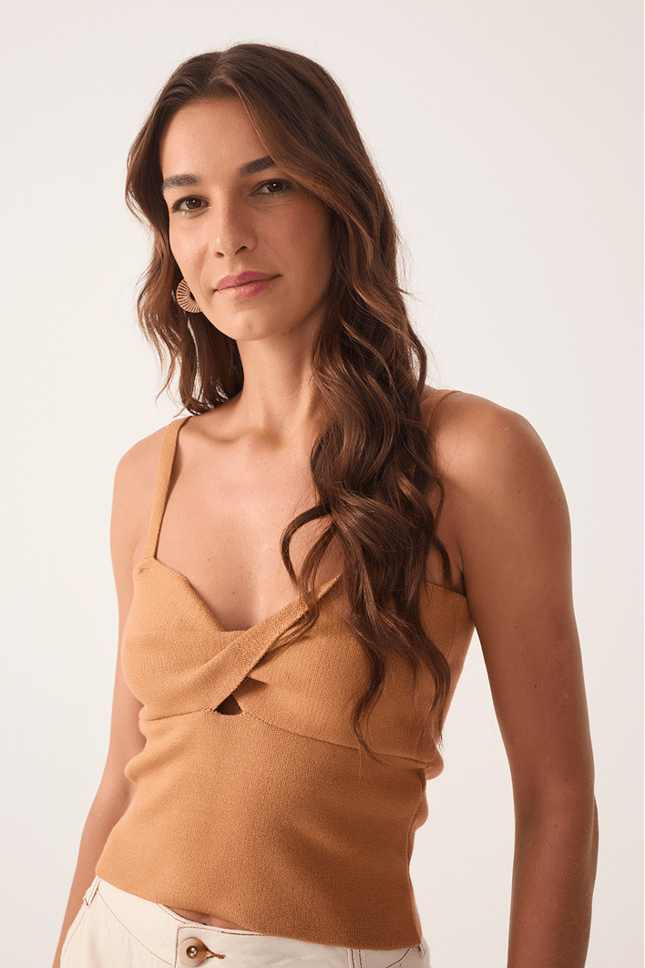 Blusa Tricot Busto Torcido