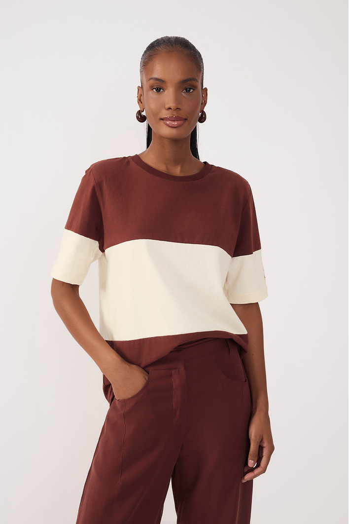 Blusa T-shirt Bicolor