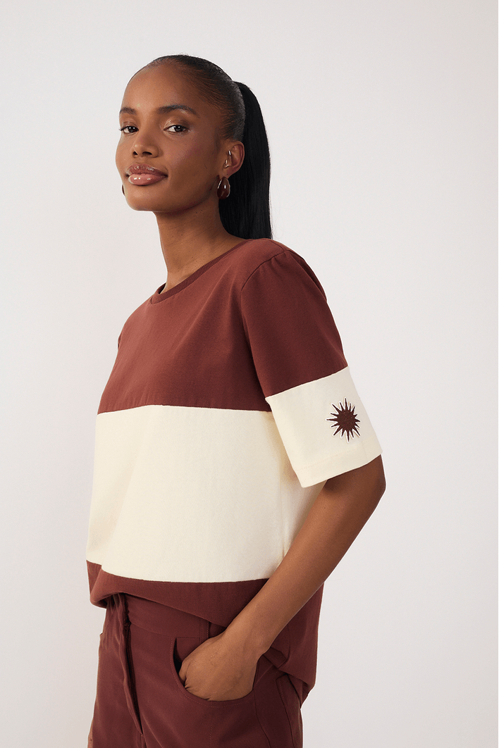 Blusa T-shirt Bicolor