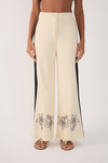 Calça Cropped Linho Bordado Floral
