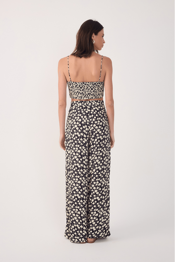 Calça Pantalona Estampa Amor Perfeito