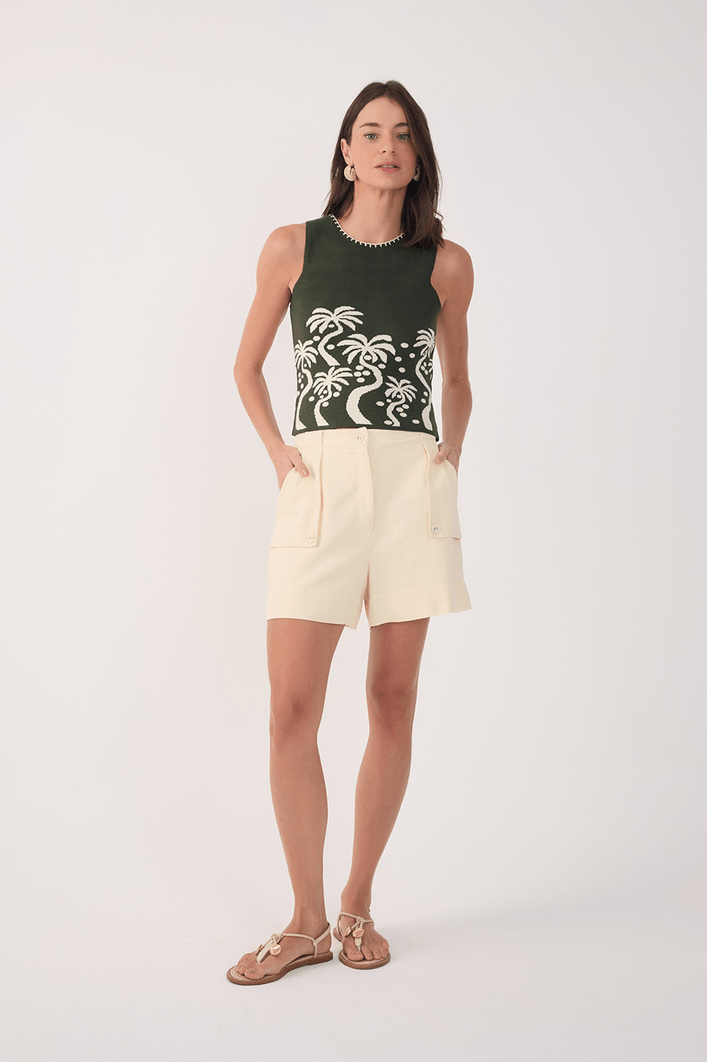 Short Linho Detalhe Bolsos