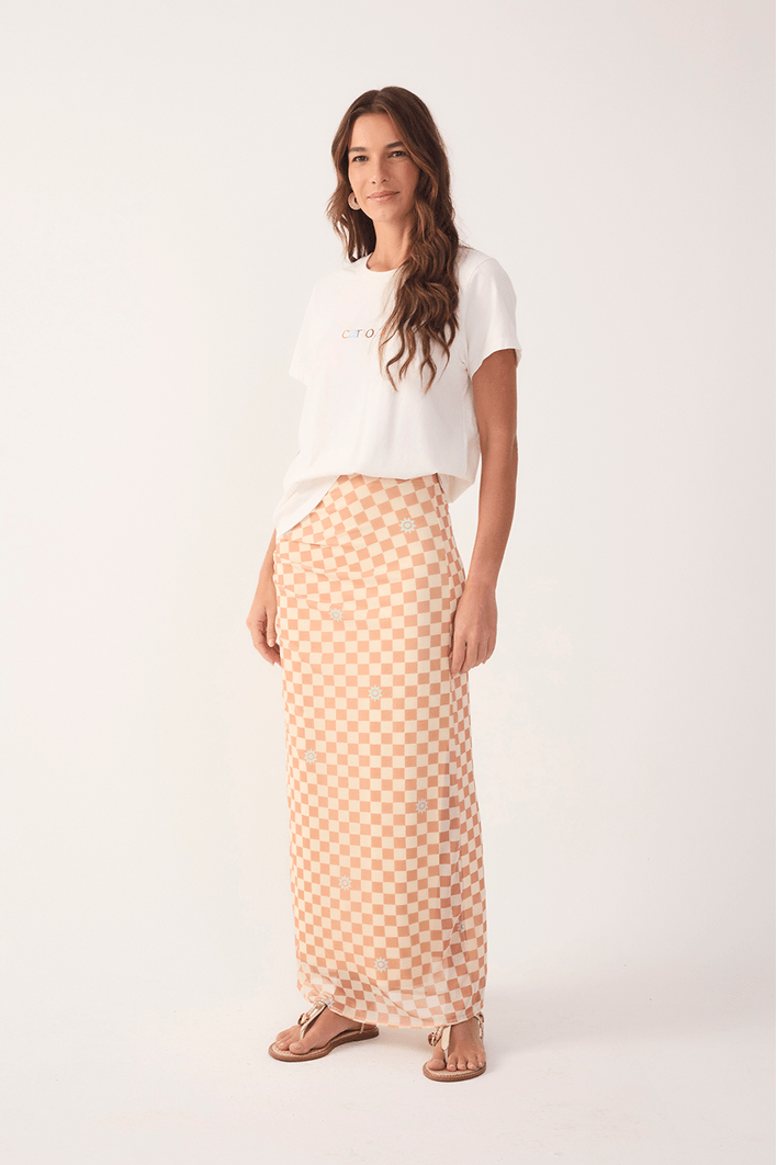 Saia Cropped Tule Estampa Mosaico