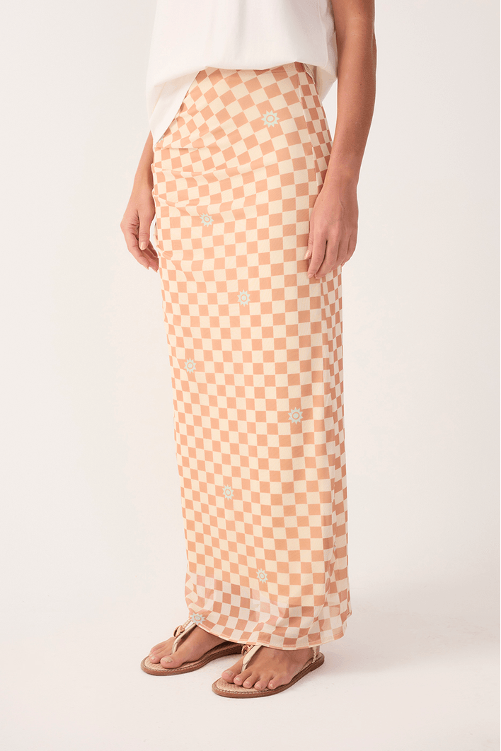 Saia Cropped Tule Estampa Mosaico