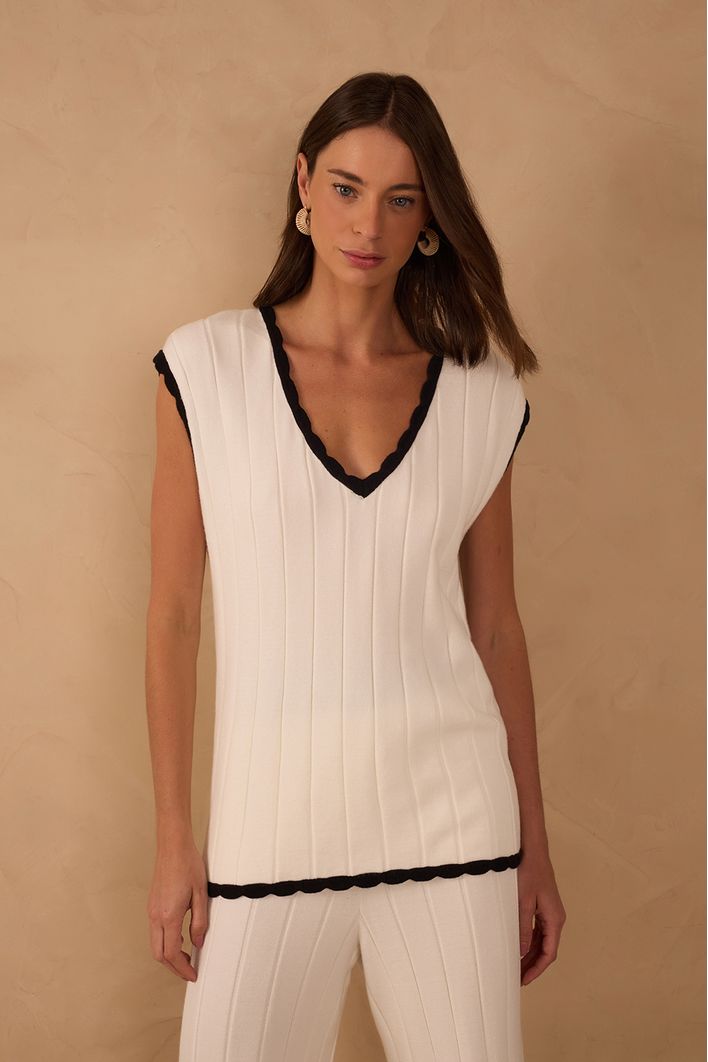 Colete Tricot Premium Detalhe Ondulado