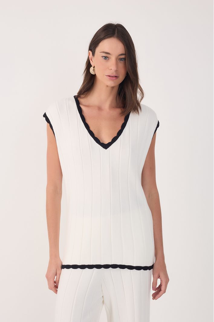 Colete Tricot Premium Detalhe Ondulado