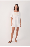 Vestido Curto Linho Pala Bordada