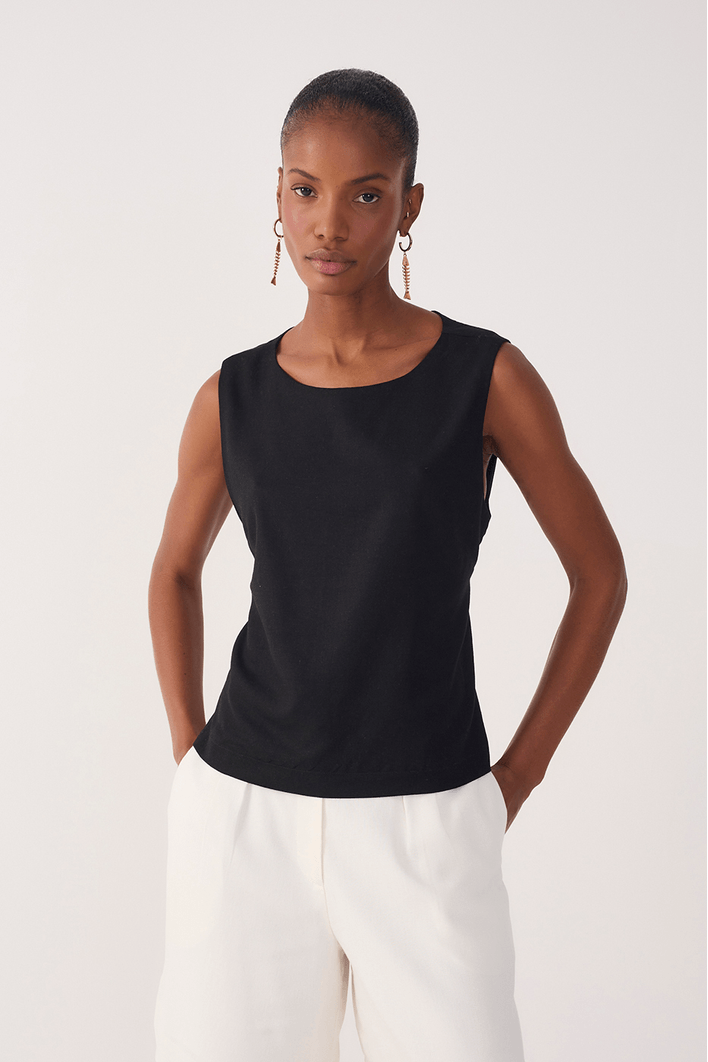 Blusa Linho Retinha Amarração