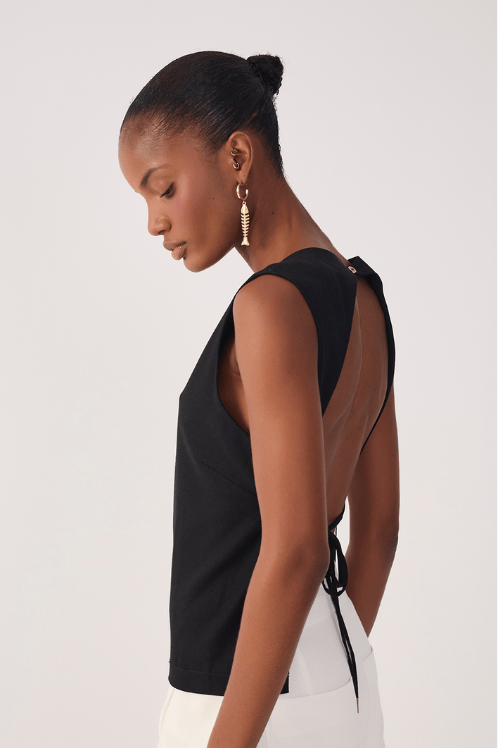 Blusa Linho Retinha Amarração
