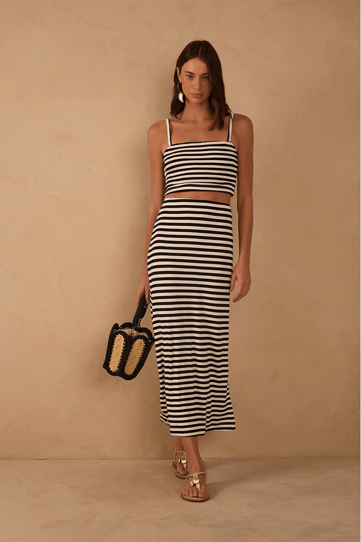Conjunto Top E Saia Listrado