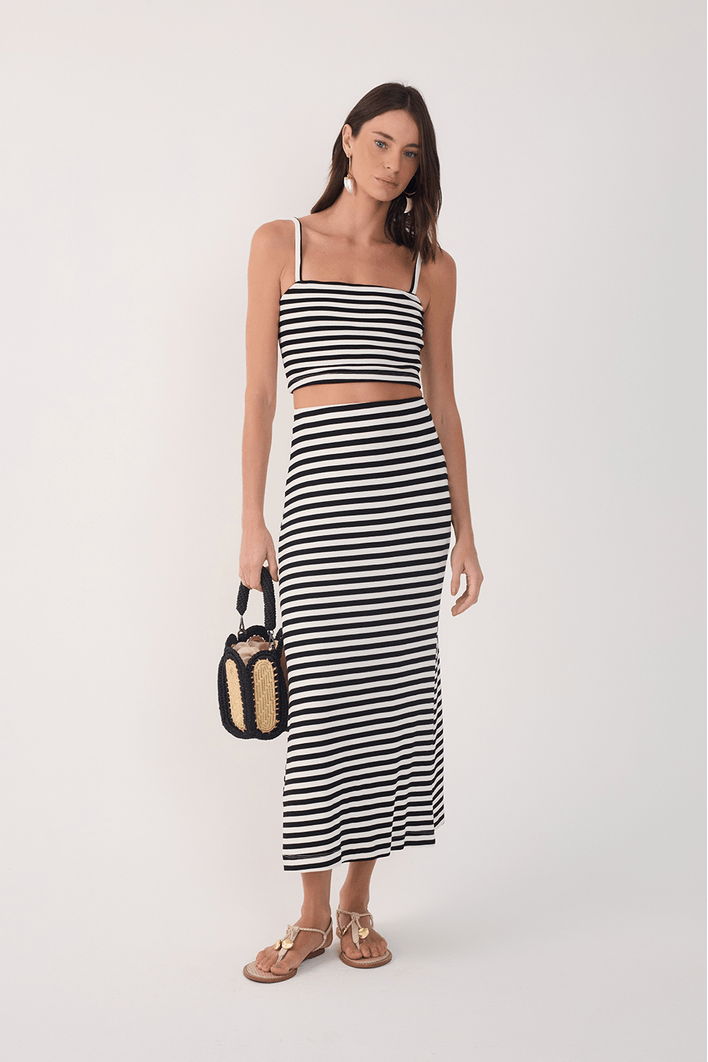 Conjunto Top E Saia Listrado