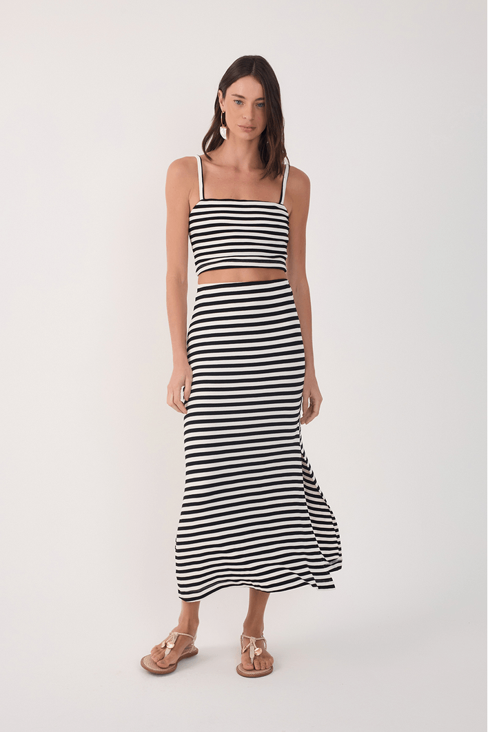 Conjunto Top E Saia Listrado