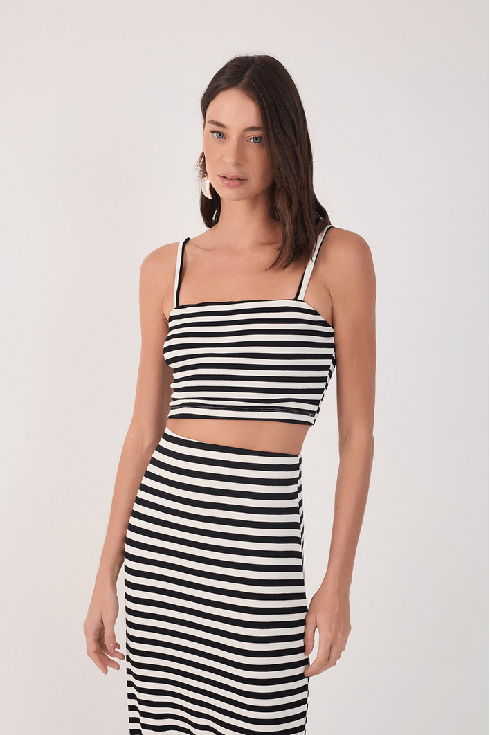 Conjunto Top E Saia Listrado