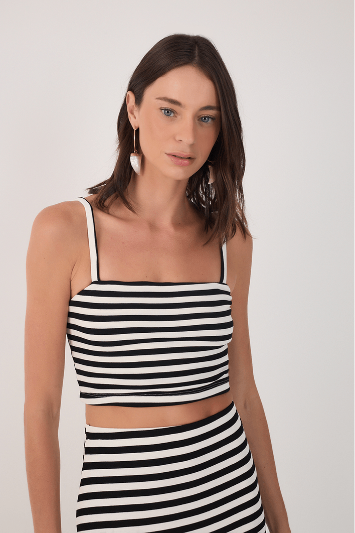 Conjunto Top E Saia Listrado