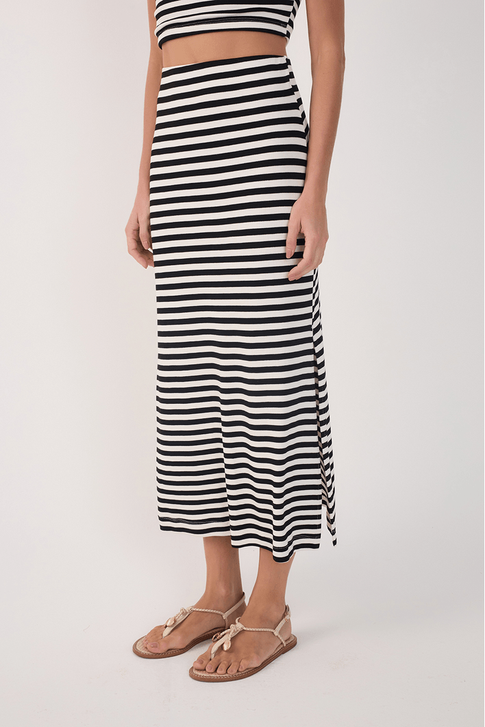 Conjunto Top E Saia Listrado