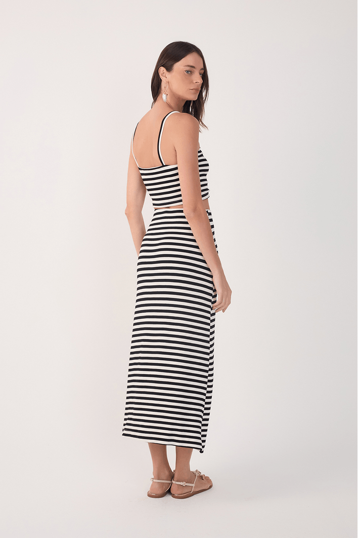 Conjunto Top E Saia Listrado