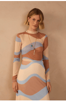 Blusa Segunda Pele Tule Estampa Oceano