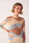 Blusa Segunda Pele Tule Estampa Oceano