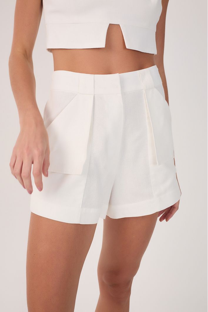 Short Linho Bolsos Frente