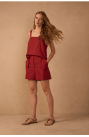 Short Linho Detalhe Bolsos