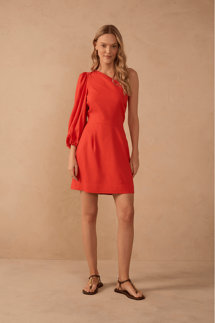 Vestido Linho Um Ombro Só