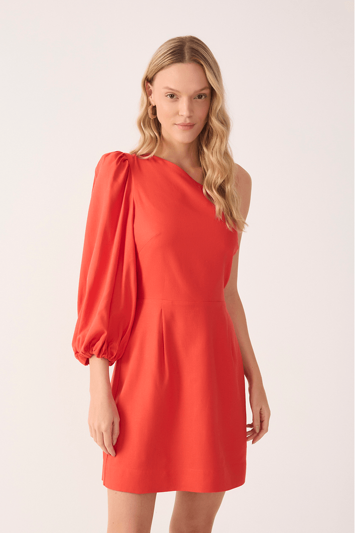 Vestido Linho Um Ombro Só