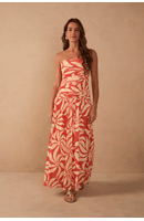 Vestido Cropped Tule Estampa Dança Solar