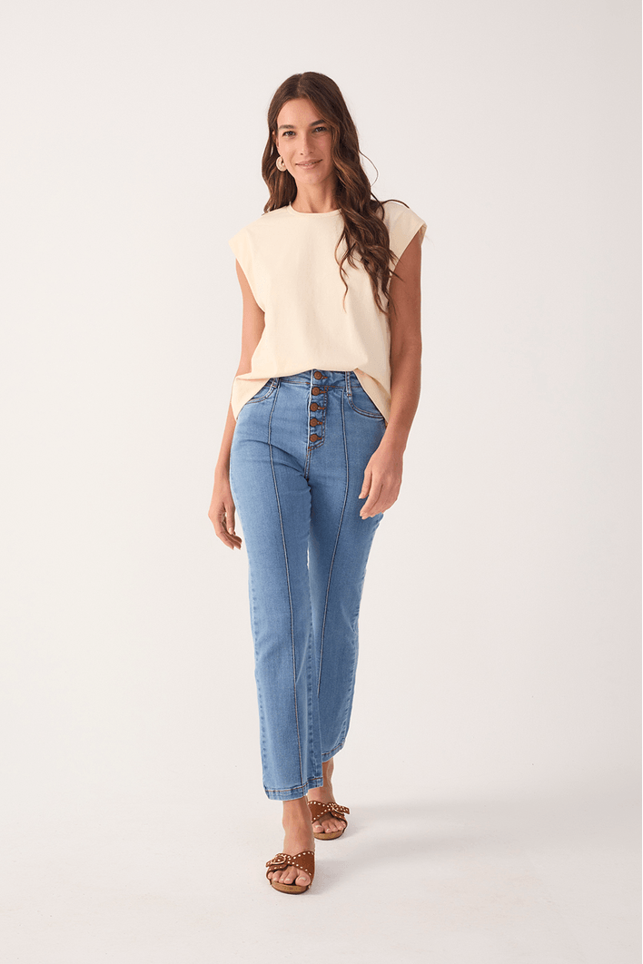 Calça Jeans Botões