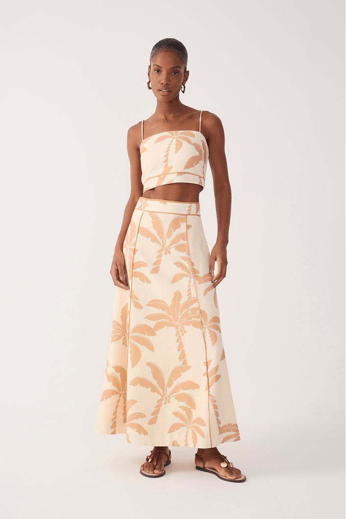 Saia Cropped Linho Estampa Calmaria