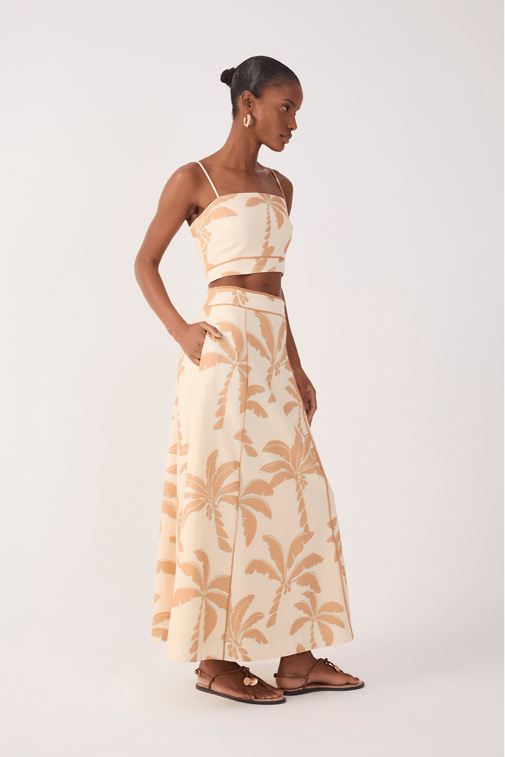 Saia Cropped Linho Estampa Calmaria