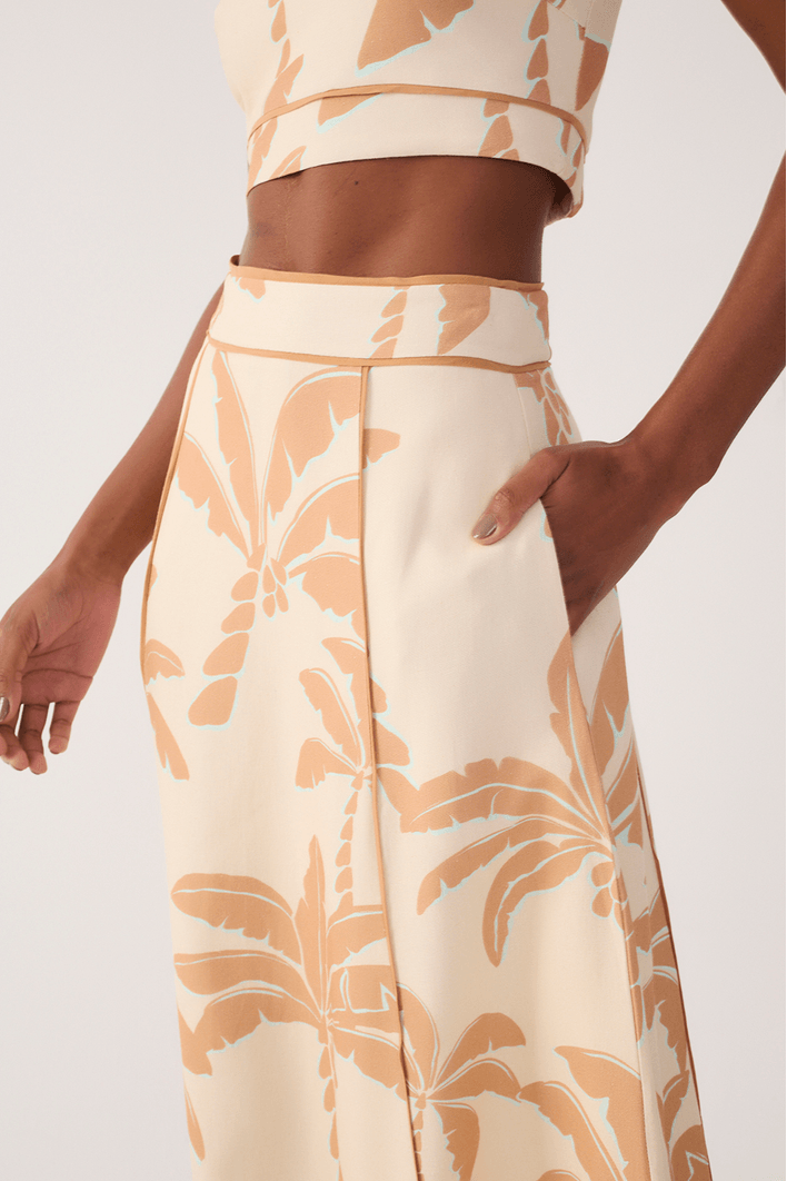 Saia Cropped Linho Estampa Calmaria