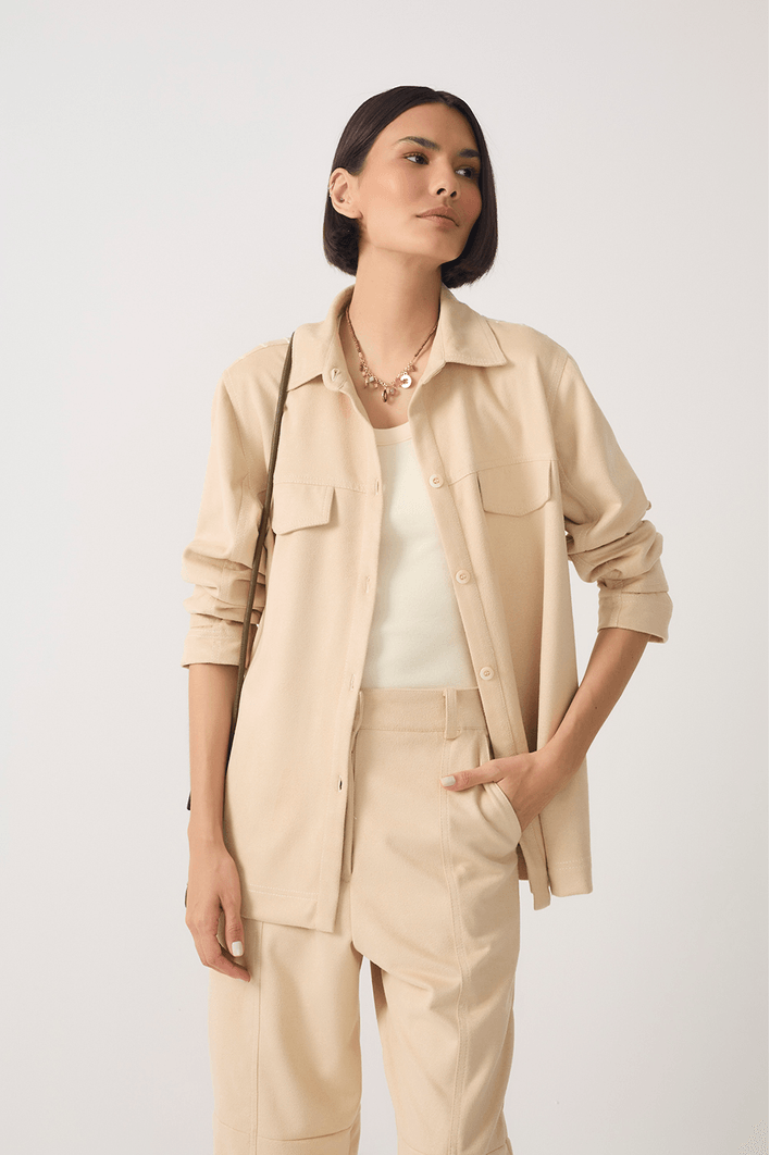 Camisa Malha Suede Com Bordado