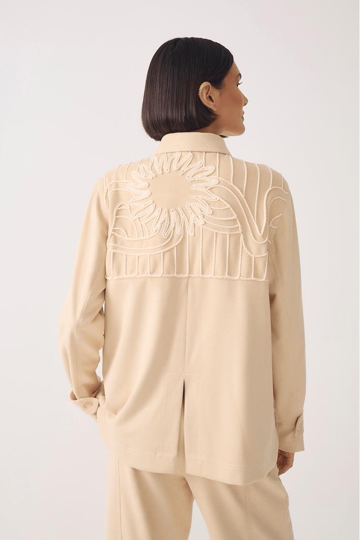 Camisa Malha Suede Com Bordado