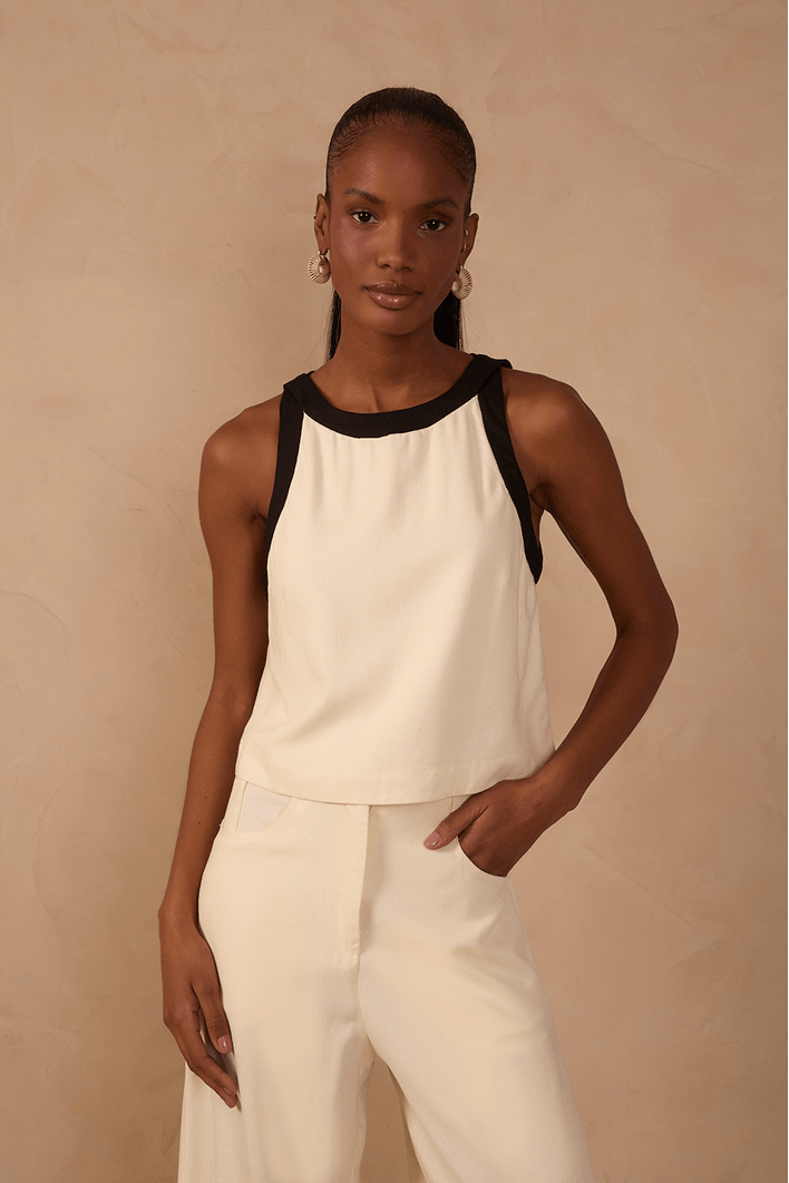 Blusa Linho Bicolor