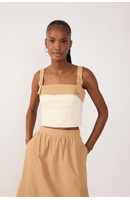 Blusa Linho Com Pala Em Algodão