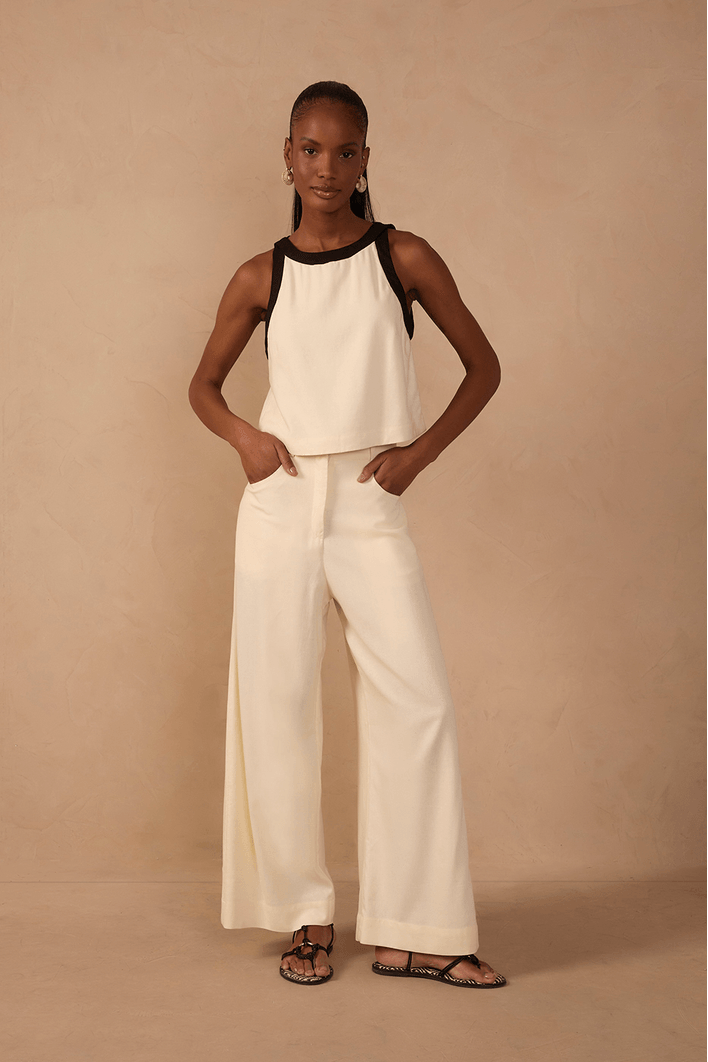 Calça Linho Cropped Nesga