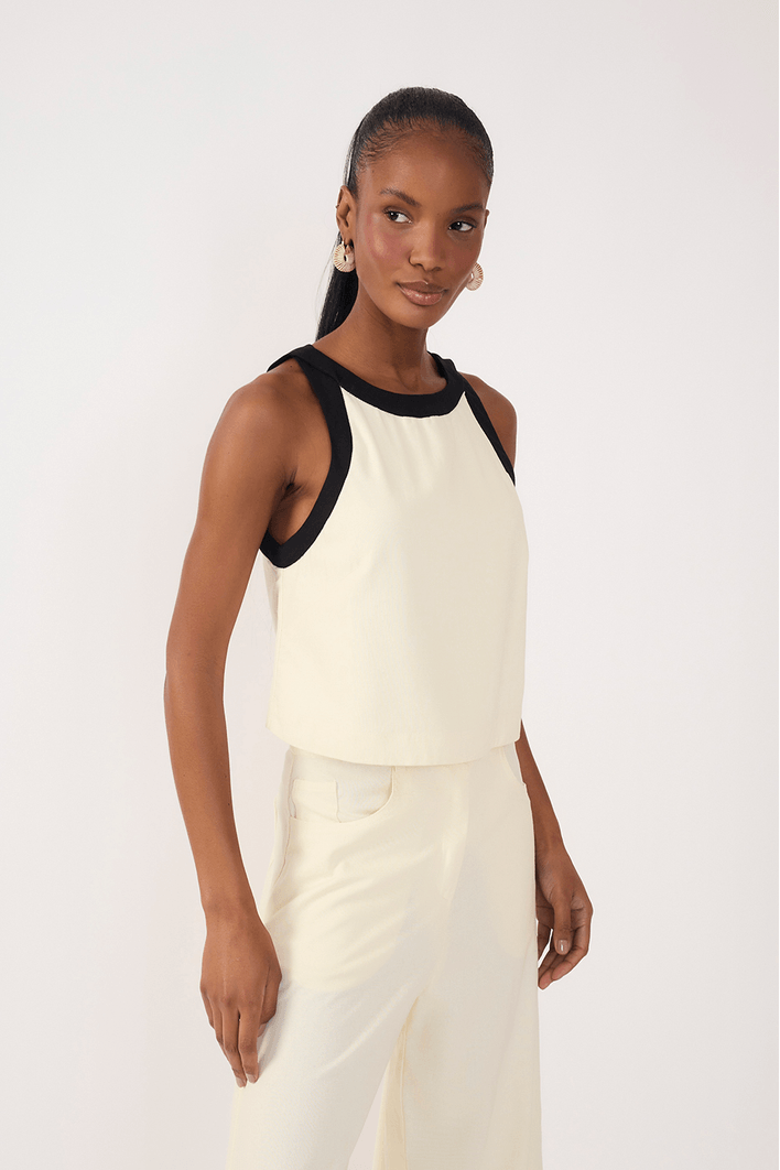 Blusa Linho Bicolor