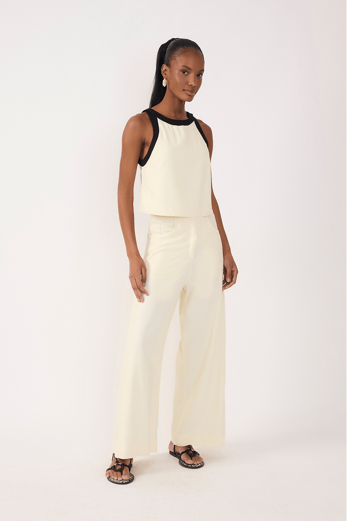 Calça Linho Cropped Nesga